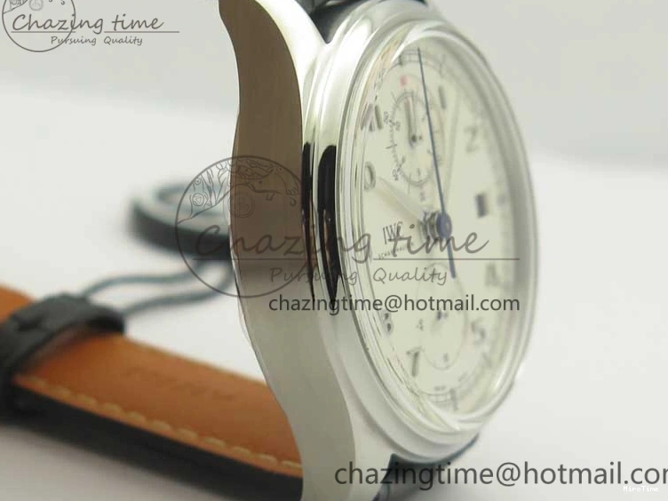 MIROTIME 0822 Portugieser Chrono  42 IW390403 ZF 1:1 Best Edition White Dial Blue Hand on Black Leather Strap A WellDesigned 7190